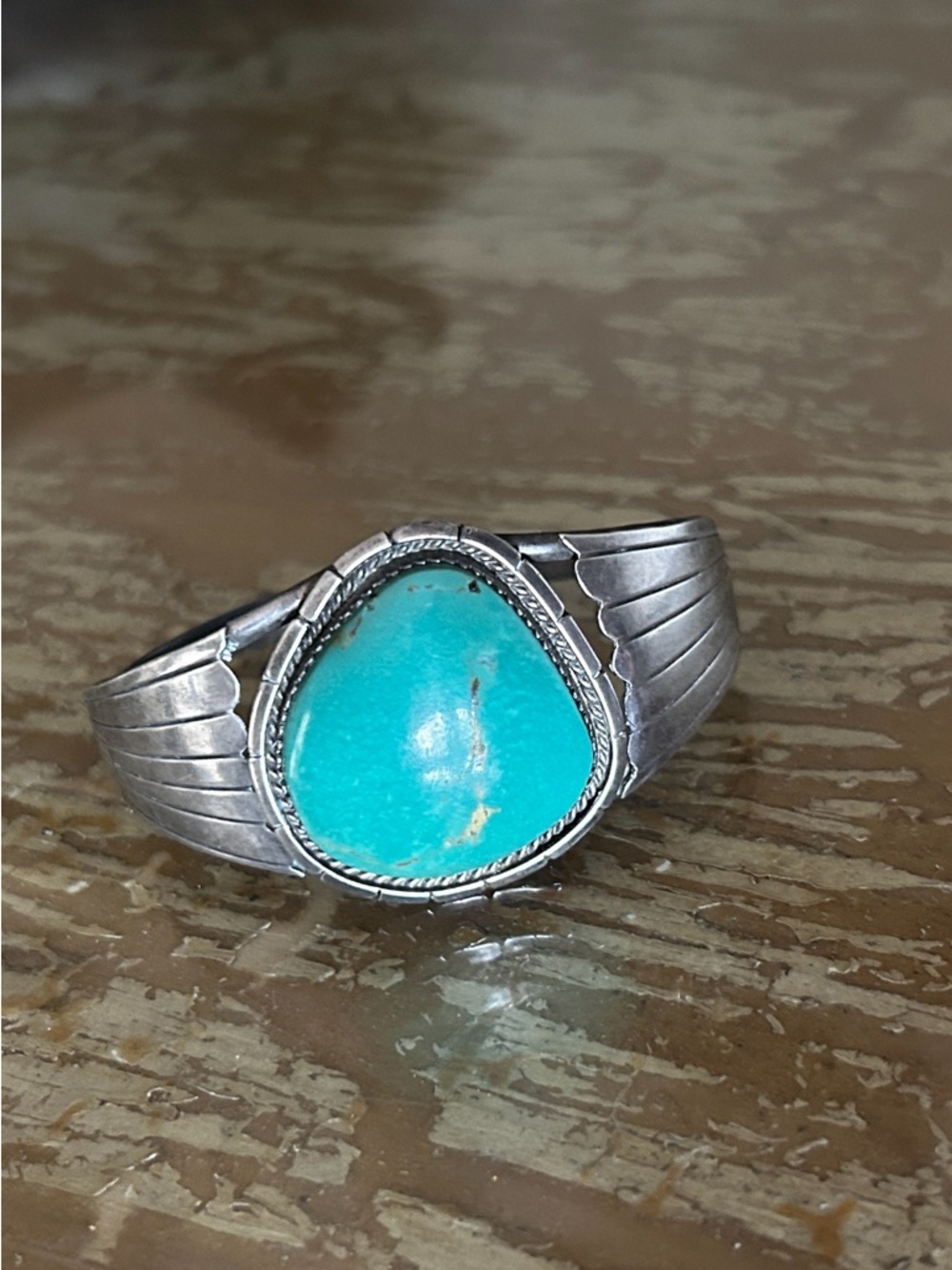 Vintage turquoise Sterling Silver Navajo Cuff Bracelet